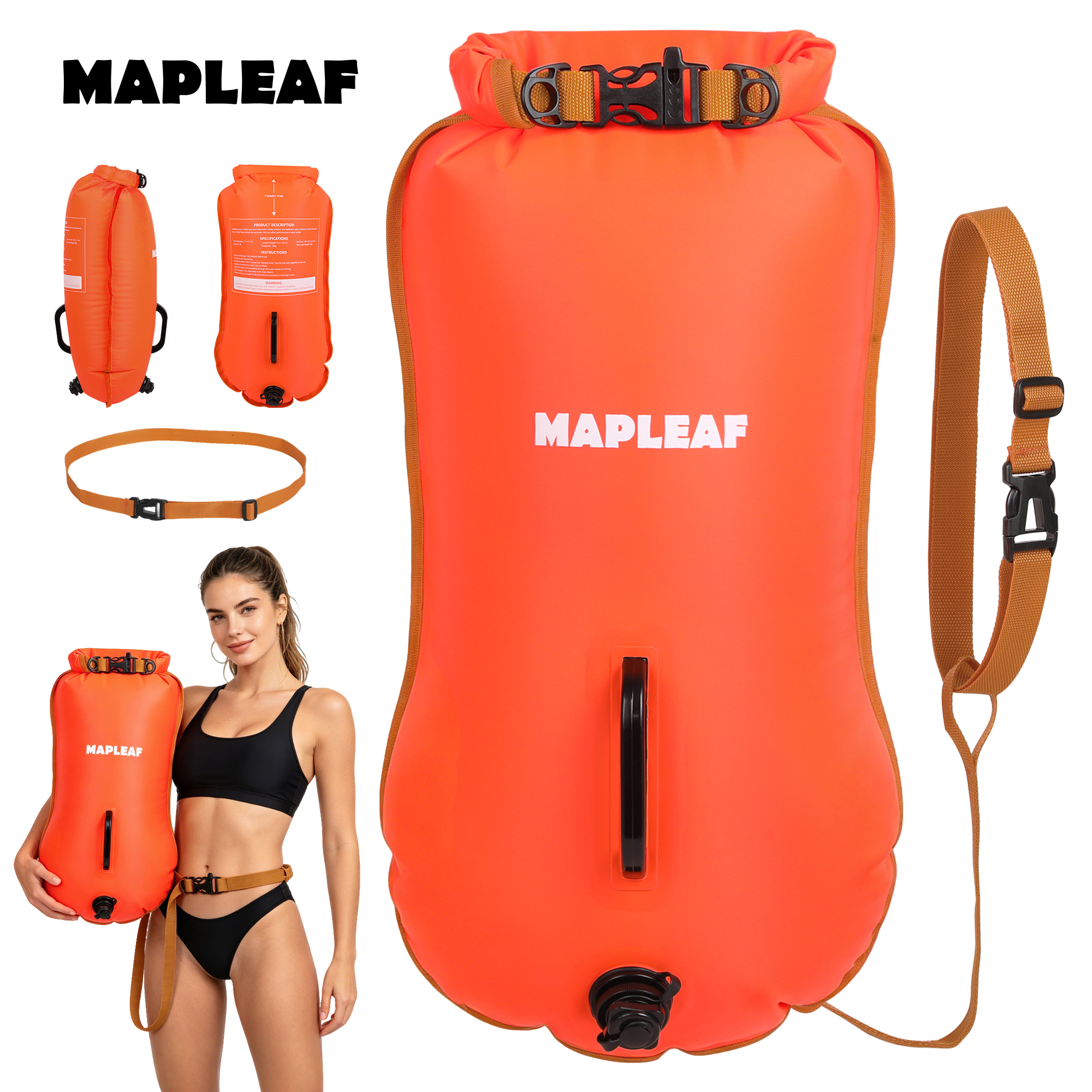 Swim Buoy Open Water - MAPLEAF Inflatable Swimming Buoy Tow Float