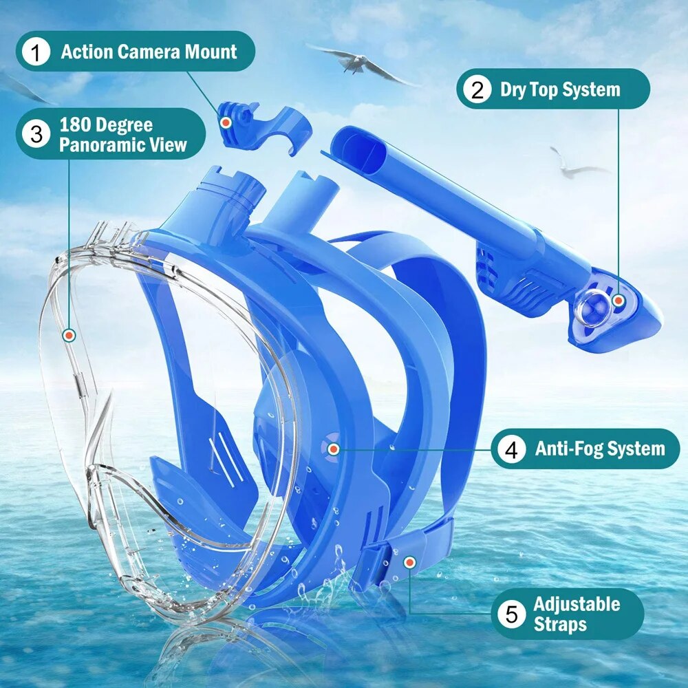 Underwater Snorkeling Full Fac - Freediving Mask Set recensione e prezzo