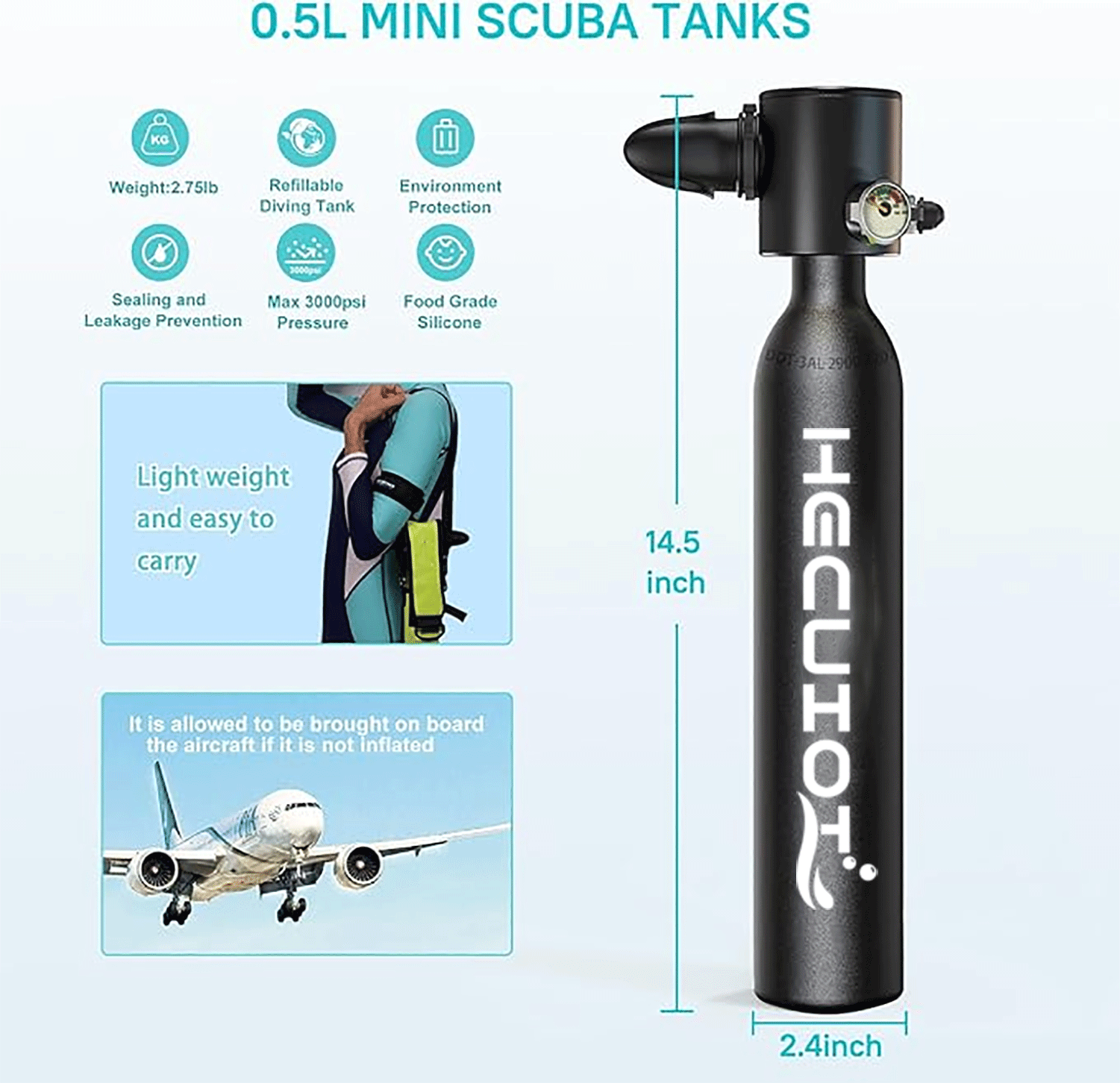 HECUIOI Mini Scuba Tank Diving - Aquatic Diving recensione e prezzo