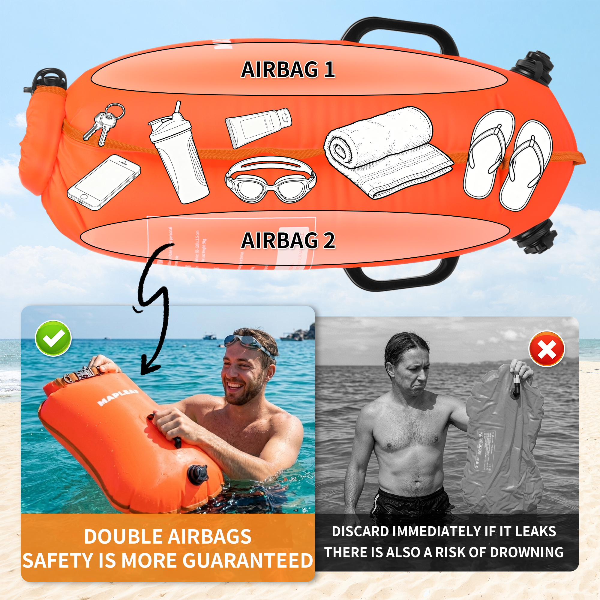 MAPLEAF Inflatable Open Swimmi - Swim Buoy Open Water recensione e prezzo